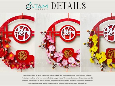 Vòng treo cửa Tết Alu Đỏ Mai Đào liễn treo [3 Kiểu] ĐK 30cm VTC-T-45